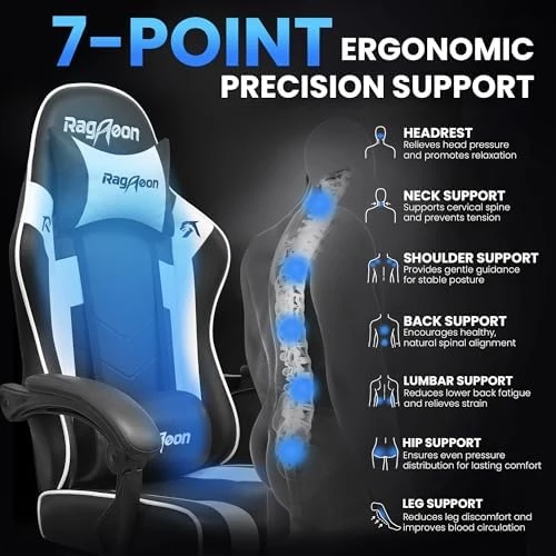 Gaming Chair with Footrest and Lumbar Support — Smart Chairs, JECQCUPG