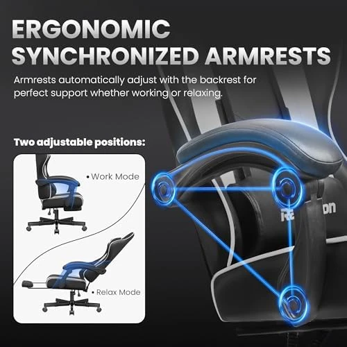 Gaming Chair with Footrest and Lumbar Support — Smart Chairs, JECQCUPG