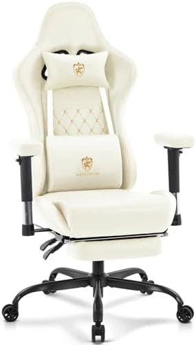 Gaming Chair with Footrest, Massage Lumbar Support — Massage Chairs, Morkprism