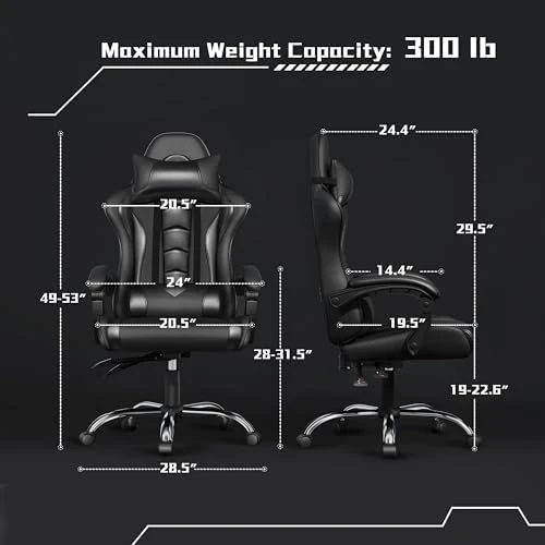 Gaming Chair with Headrest and Massage Lumbar Support — Smart Chairs, Yaheetech