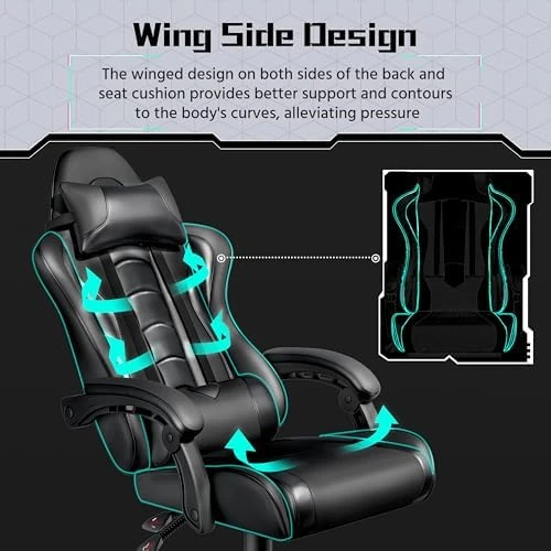 Gaming Chair with Headrest and Massage Lumbar Support — Smart Chairs, Yaheetech