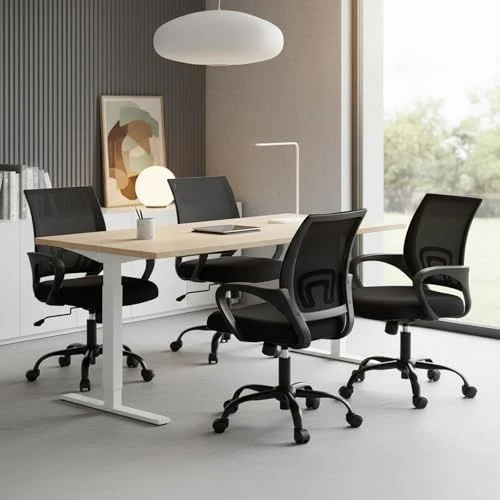 Home Office Chair - Ergonomic Mid Back Mesh Desk Chair with Lumbar Support & Rocking Mode — Smart Chairs, DUMOS