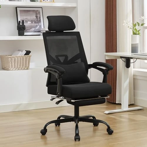 Mesh Ergonomic Office Chair with Footrest — Smart Chairs, Qulomvs