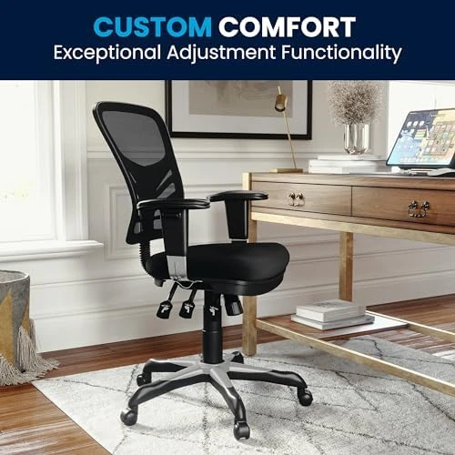 Mid-Back Swivel Desk Chair with Wheels, Mesh Back, Padded Seat, and Armrests — Smart Chairs, Flash Furniture