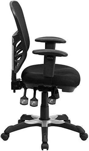 Mid-Back Swivel Desk Chair with Wheels, Mesh Back, Padded Seat, and Armrests — Smart Chairs, Flash Furniture