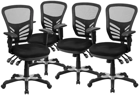 Mid-Back Swivel Desk Chair with Wheels, Mesh Back, Padded Seat, and Armrests — Smart Chairs, Flash Furniture