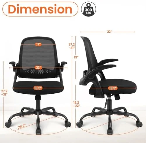 Office Chair Gaming Desk Computer Mesh Ergonomic Chair with Flip-up Arms Comfy Lumbar Support Adjustable Height Rolling... — Smart Chairs, NEO CHAIR