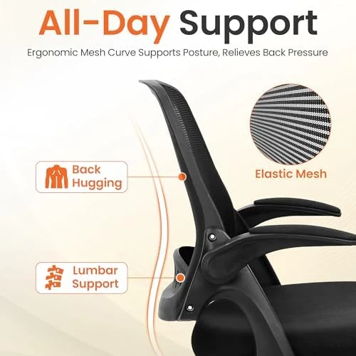 Office Chair Gaming Desk Computer Mesh Ergonomic Chair with Flip-up Arms Comfy Lumbar Support Adjustable Height Rolling... — Smart Chairs, NEO CHAIR