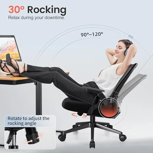 Office Chair with Flip-up Armrests, Ergonomic Computer Desk Chair with Adaptive Lumbar Support & Breathable Mesh — Smart Chairs, COMHOMA
