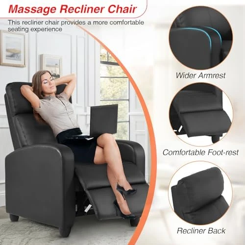 Recliner Sofa Massage Chair with Lumbar Support and Padded Backrest — Massage Chairs, FDW