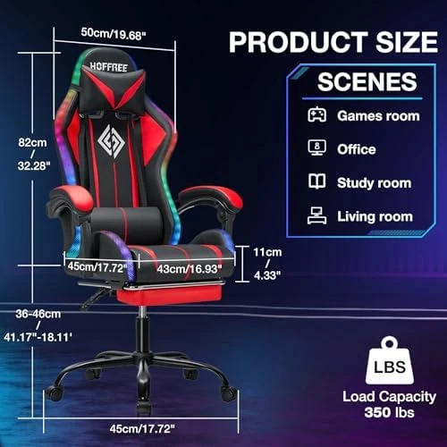 RGB Gaming Chair with Bluetooth Speakers and LED Lights — Smart Chairs, VANSPACE