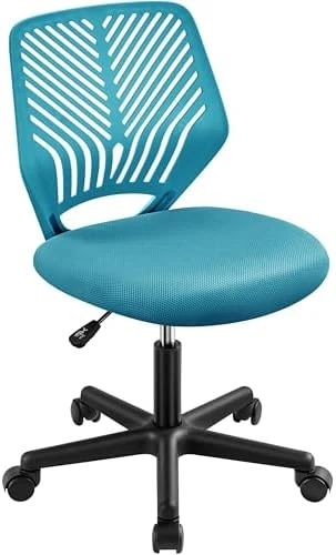 Student Desk Chair, Low-Back Armless Study Chair with Lumbar Support, Adjustable Swivel Office Chair — Smart Chairs, Yaheetech