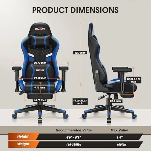 3D Kneading Massage Gaming Chair with Footrest — Massage Chairs, Douxlife