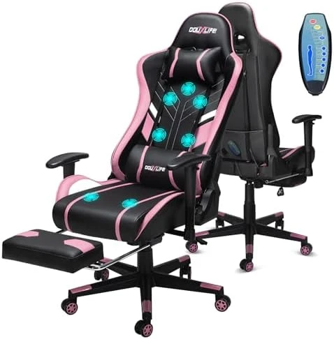 7-Point Massage Gaming Chair with Footrest — Smart Chairs, Douxlife