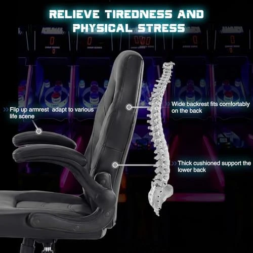 Ergonomic Computer Gaming Chair with PU Leather Lumbar Support — Smart Chairs, DUMOS
