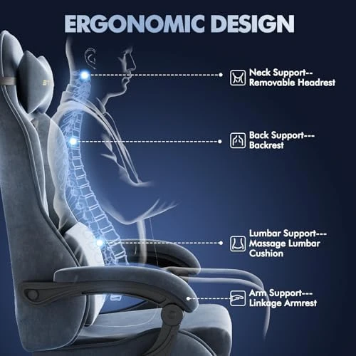 Gaming Chair Racing with Footrest and Massage Lumbar Cushion — Massage Chairs, Generic