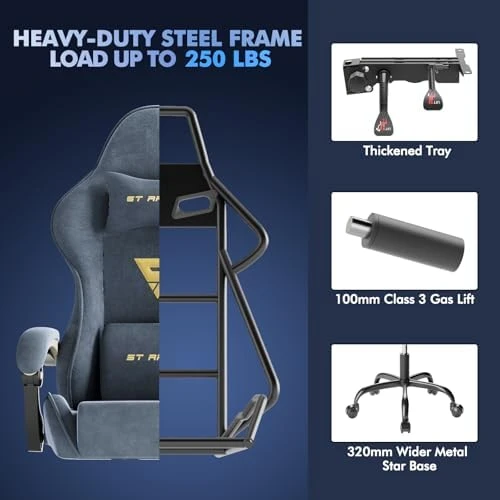 Gaming Chair Racing with Footrest and Massage Lumbar Cushion — Massage Chairs, Generic