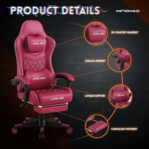 Gaming Chair with Footrest and Lumbar Support — Smart Chairs, MINOMAC