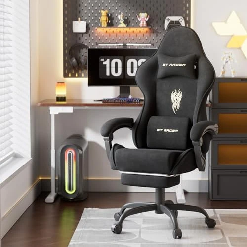 Gaming Chair with Footrest Massage Lumbar Cushion — Smart Chairs, Generic