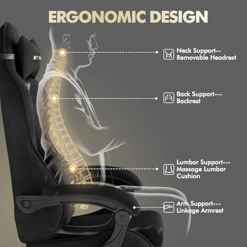Gaming Chair with Footrest Massage Lumbar Cushion — Smart Chairs, Generic