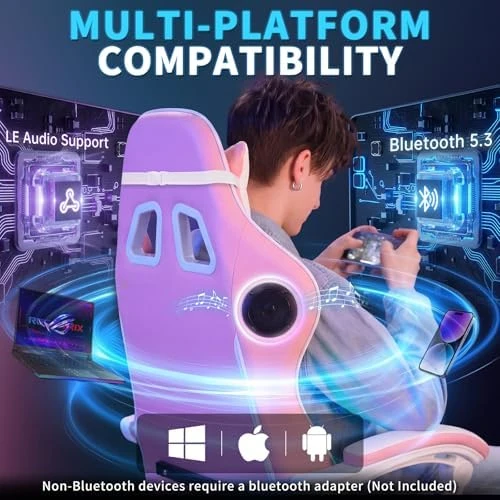 Gaming Chair with Massage, Bluetooth Speakers, RGB Lights and Footrest — Smart Chairs, VANSPACE