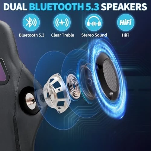 Gaming Chair with Massage, Bluetooth Speakers, RGB Lights and Footrest — Smart Chairs, VANSPACE