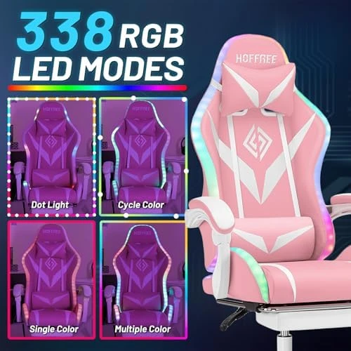 Gaming Chair with Massage, Bluetooth Speakers, RGB Lights and Footrest — Smart Chairs, VANSPACE