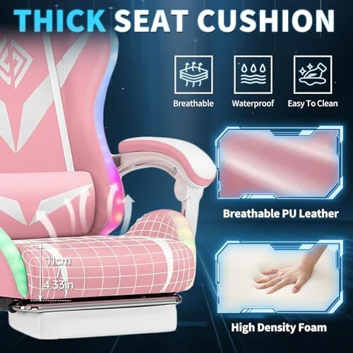 Gaming Chair with Massage, Bluetooth Speakers, RGB Lights and Footrest — Smart Chairs, VANSPACE