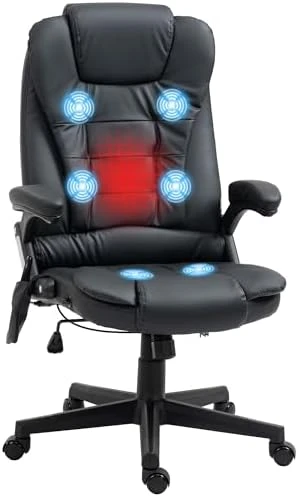 High Back Vibration Massage Office Chair with 6 Vibration Points — Massage Chairs, HOMCOM