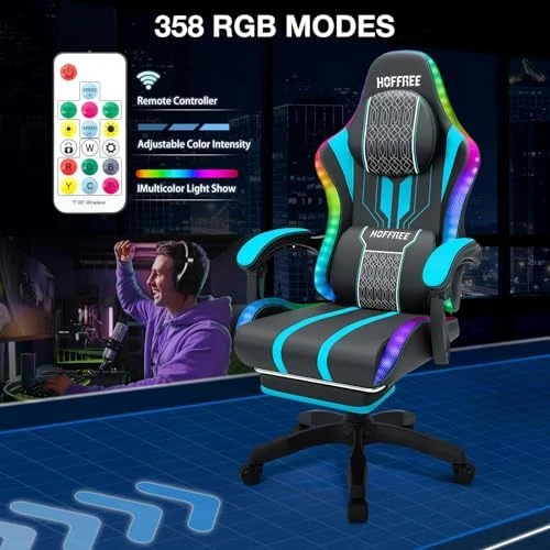 LED Gaming Chair with Speakers and Massage — Smart Chairs, HOFFREE