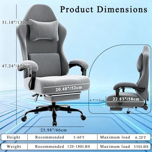 Massage Gaming Chair with Lumbar Support and Footrest — Smart Chairs, Bstyjqxh