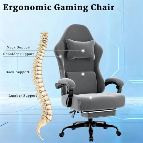 Massage Gaming Chair with Lumbar Support and Footrest — Smart Chairs, Bstyjqxh