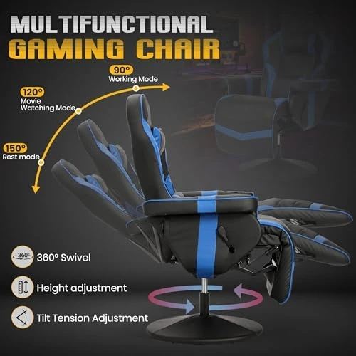 Massage Gaming Recliner Chair with Cup Holder & Side Pockets — Massage Chairs, CALIVIA