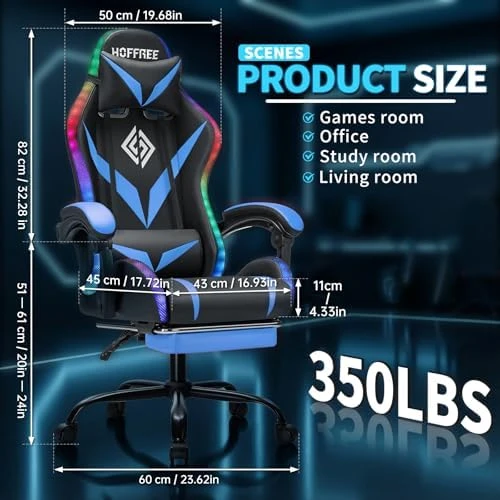 RGB Gaming Chair with Massage and LED Lights — Smart Chairs, VANSPACE