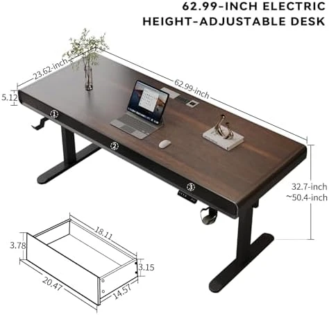 Electric Standing Desk with 3 Drawers — Standing Desk, Dongge