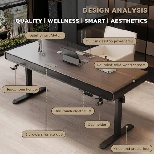 Electric Standing Desk with 3 Drawers — Standing Desk, Dongge