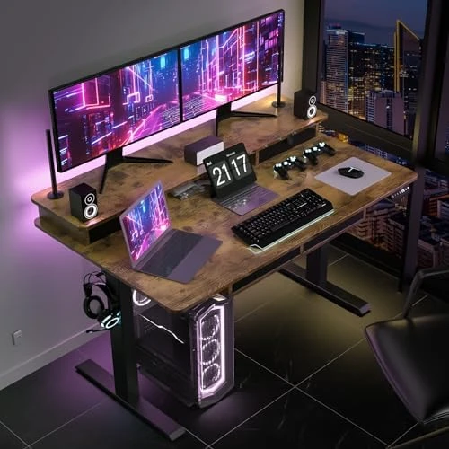 Electric Standing Desk with 4 Drawers and Storage Shelves — Standing Desk, ExaDesk