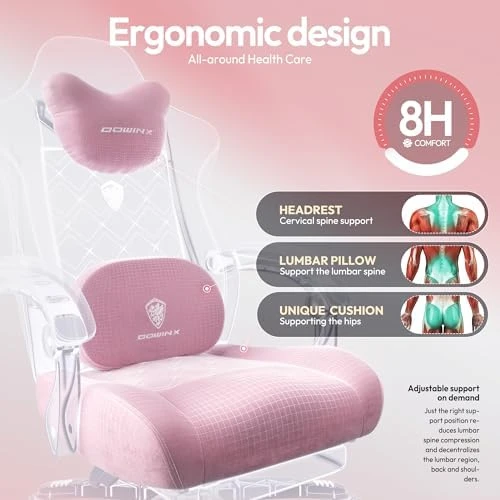 Fabric Gaming Chair with Heated Massage Lumbar Support — Massage Chairs, Dowinx