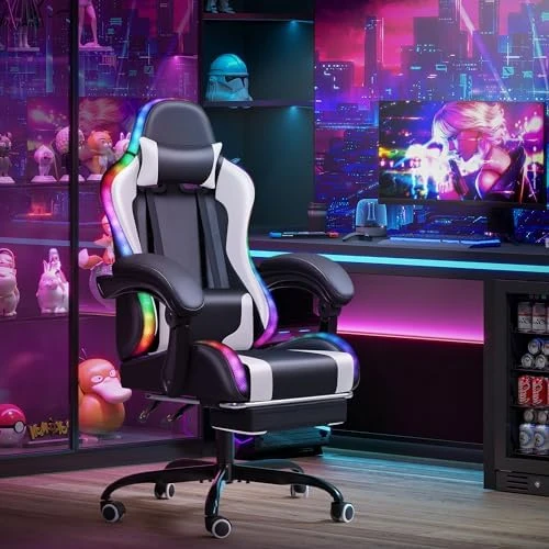 Gaming Chair with Footrest and Massage Lumbar Support — Smart Chairs, Homall