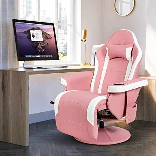 Gaming Chair with Footrest, Massage — Massage Chairs, GYMAX