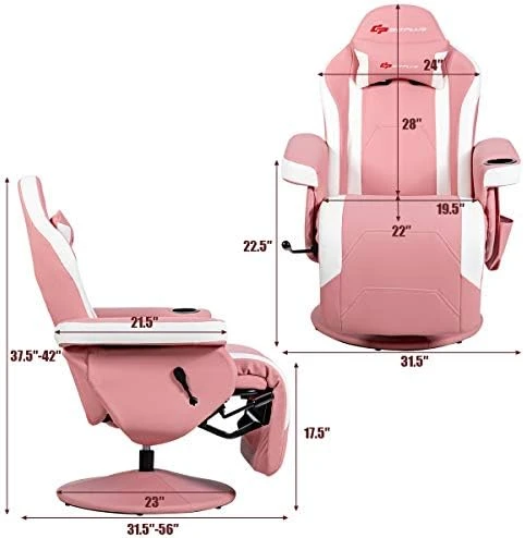 Gaming Chair with Footrest, Massage — Massage Chairs, GYMAX