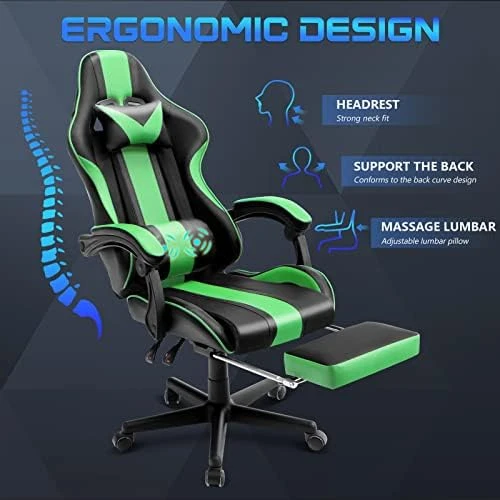 Gaming Computer Chair with Footrest and Lumbar Support — Smart Chairs, Huracan