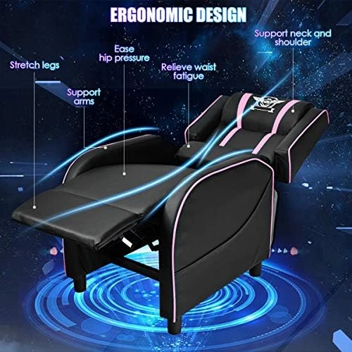 Gaming Recliner Chair with Massage and Footrest — Massage Chairs, Giantex