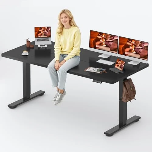 Large Height Adjustable Standing Desk with Cable Management — Standing Desk, FitStand