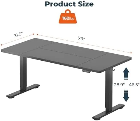 Large Height Adjustable Standing Desk with Cable Management — Standing Desk, FitStand