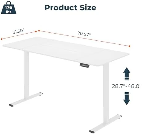 Large Height Adjustable Standing Desk with Cable Management — Standing Desk, FitStand