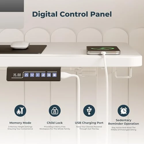 Large Height Adjustable Standing Desk with Cable Management — Standing Desk, FitStand