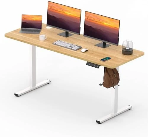 Large Height Adjustable Standing Desk with Cable Management — Standing Desk, FitStand