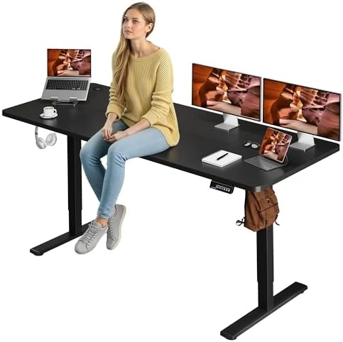 Large Height Adjustable Standing Desk with Cable Management — Standing Desk, FitStand
