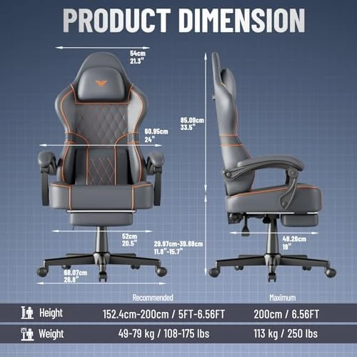 Leather Ergonomic Gaming Chair with Footrest and Linkage Armrest — Smart Chairs, Ferghana